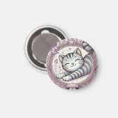 Adorable Cartoon Tabby Cat Illustration Magnet (Vorderseite/Rückseite)