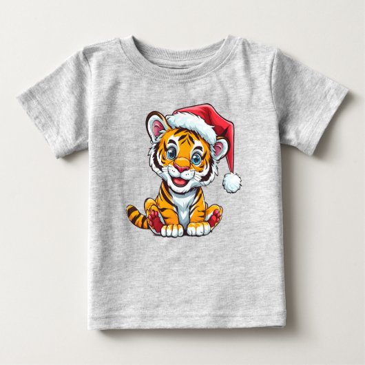 Adorable Cartoon Tiger Cub Tragen einer Weihnachts Baby T-shirt (Vorderseite)