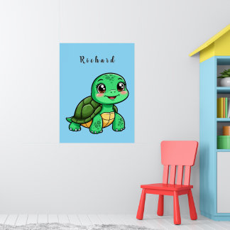 Adorable Cartoon Turtle 🐢✨ Kids Room Decor Poster