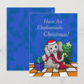 Adorable Cartoon Weihnachtslephe mit Weihnachtsman Feiertagspostkarte (Vorne/Hinten)