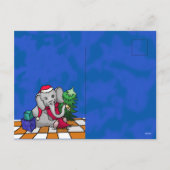 Adorable Cartoon Weihnachtslephe mit Weihnachtsman Feiertagspostkarte (Rückseite)