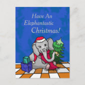 Adorable Cartoon Weihnachtslephe mit Weihnachtsman Feiertagspostkarte (Vorderseite)