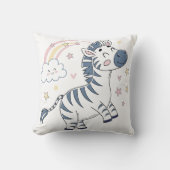 Adorable Cartoon Zebra mit Regenbogen und Sternen Kissen (Vorderseite)