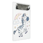 Adorable Cartoon Zebra mit Regenbogen und Sternen Mini Klemmbrett (Schrägansicht)