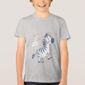 Adorable Cartoon Zebra mit Regenbogen und Sternen Tri-Blend Shirt (Vorderseite)