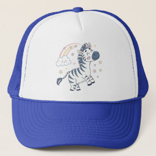 Adorable Cartoon Zebra mit Regenbogen und Sternen Truckerkappe