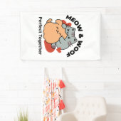 Adorable Cat and Dog Hug - Meow & Woof Design Banner (Insitu)