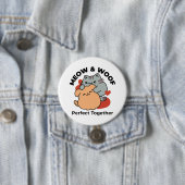 Adorable Cat and Dog Hug - Meow & Woof Design Button (Beispiel)