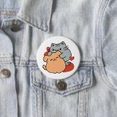 Adorable Cat and Dog Hug - Meow & Woof Design Button (Beispiel)