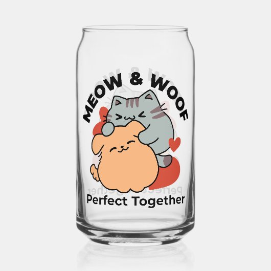 Adorable Cat and Dog Hug - Meow & Woof Design Dosenglas (Vorderseite)