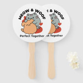 Adorable Cat and Dog Hug - Meow & Woof Design Fächer (Vorne und Hinten)
