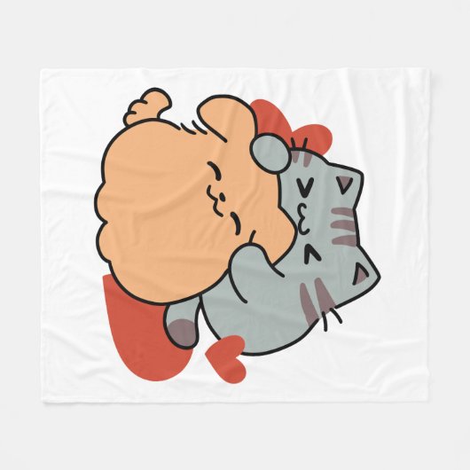 Adorable Cat and Dog Hug - Meow & Woof Design Fleecedecke (Vorderseite (Horizontal))