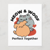 Adorable Cat and Dog Hug - Meow & Woof Design Flyer (Vorne)