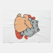 Adorable Cat and Dog Hug - Meow & Woof Design Geschirrtuch (Horizontal)