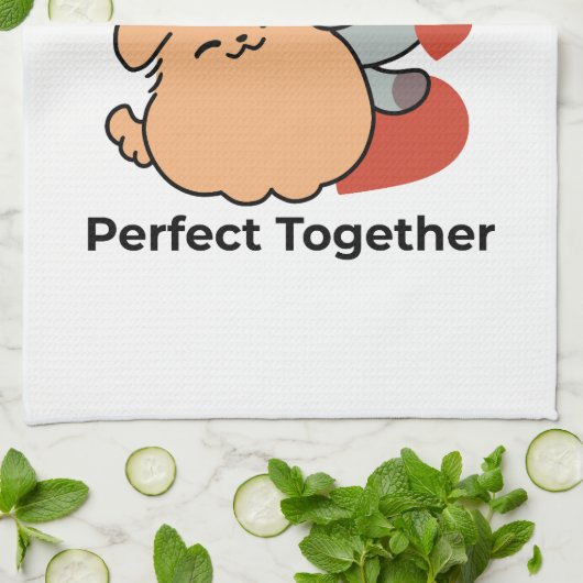 Adorable Cat and Dog Hug - Meow & Woof Design Geschirrtuch (Gefaltet)