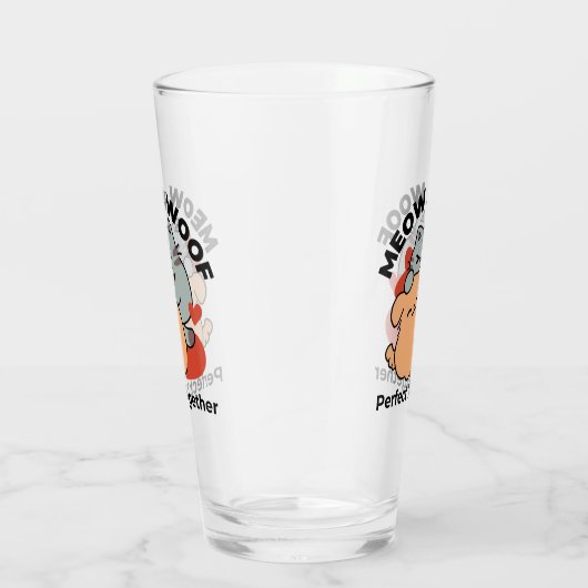 Adorable Cat and Dog Hug - Meow & Woof Design Glas (Rechts)