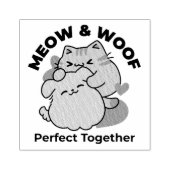 Adorable Cat and Dog Hug - Meow & Woof Design Gummistempel (Prägung)