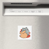 Adorable Cat and Dog Hug - Meow & Woof Design Magnet (In Situ (Geschirrspüler))