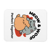 Adorable Cat and Dog Hug - Meow & Woof Design Magnet (Horizontal)