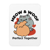 Adorable Cat and Dog Hug - Meow & Woof Design Magnet (Vertikal)