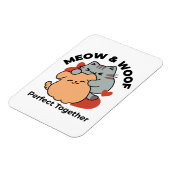 Adorable Cat and Dog Hug - Meow & Woof Design Magnet (Linke Seite)