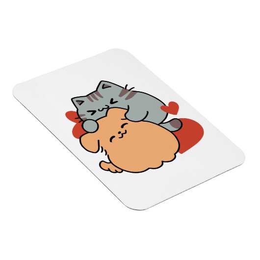 Adorable Cat and Dog Hug - Meow & Woof Design Magnet (Rechte Seite)