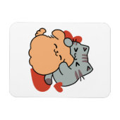Adorable Cat and Dog Hug - Meow & Woof Design Magnet (Horizontal)