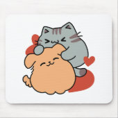 Adorable Cat and Dog Hug - Meow & Woof Design Mousepad (Vorne)