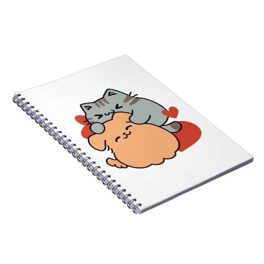 Adorable Cat and Dog Hug - Meow & Woof Design Notizblock (Rechte Seite)