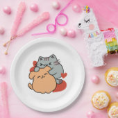 Adorable Cat and Dog Hug - Meow & Woof Design Pappteller (Party)