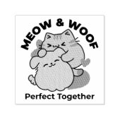 Adorable Cat and Dog Hug - Meow & Woof Design Permastempel (Design)