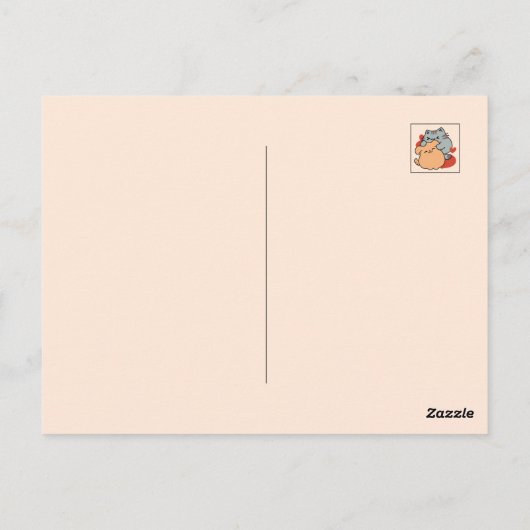 Adorable Cat and Dog Hug - Meow & Woof Design Postkarte (Rückseite)