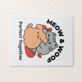Adorable Cat and Dog Hug - Meow & Woof Design Puzzle (Horizontal)