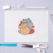 Adorable Cat and Dog Hug - Meow & Woof Design Seidenpapier (Handwerk)