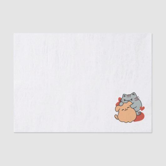 Adorable Cat and Dog Hug - Meow & Woof Design Seidenpapier (Vorderseite)
