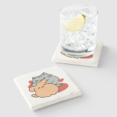 Adorable Cat and Dog Hug - Meow & Woof Design Steinuntersetzer (Seitenansicht)