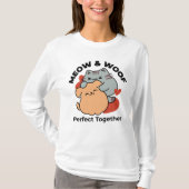 Adorable Cat and Dog Hug - Meow & Woof Design T-Shirt (Vorderseite)
