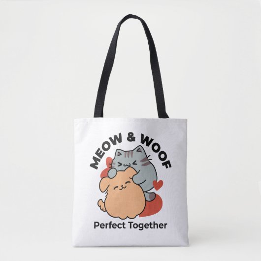 Adorable Cat and Dog Hug - Meow & Woof Design Tasche (Vorderseite)