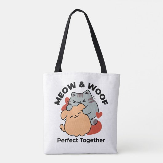 Adorable Cat and Dog Hug - Meow & Woof Design Tasche (Rückseite)