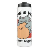 Adorable Cat and Dog Hug - Meow & Woof Design Thermosbecher (Vorderseite)