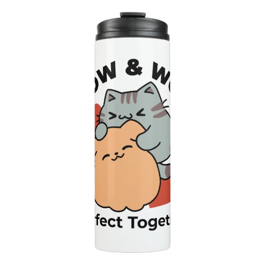 Adorable Cat and Dog Hug - Meow & Woof Design Thermosbecher (Vorderseite)