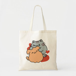 Adorable Cat and Dog Hug - Meow & Woof Design Tragetasche