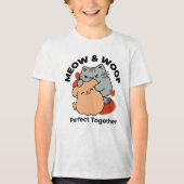 Adorable Cat and Dog Hug - Meow & Woof Design Tri-Blend Shirt (Vorderseite)