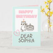 Adorable Cat&Cake Happy Birthday Card Karte (Gelbe Blume)