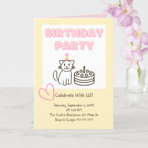 Adorable Cat&Cake zum Geburtstag Einladung