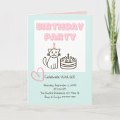 Adorable Cat&Cake zum Geburtstag Einladung (Vorderseite)