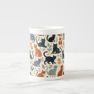 Adorable Cat Character Mug Porzellantasse