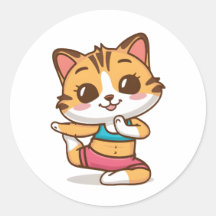 Adorable Cat Doing Yoga Sticker - Niedlich Feline 