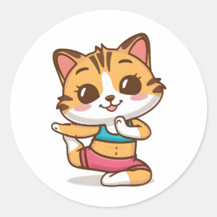 Adorable Cat Doing Yoga Sticker - Niedlich Feline