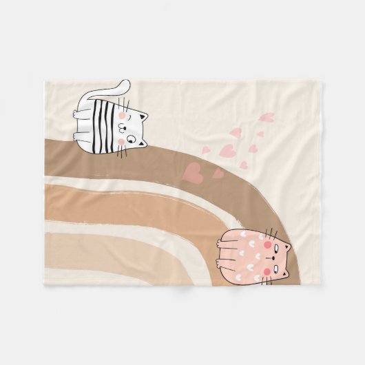 Adorable Cat Fallin in Liebe Fleece Blanket (Vorderseite (Horizontal))